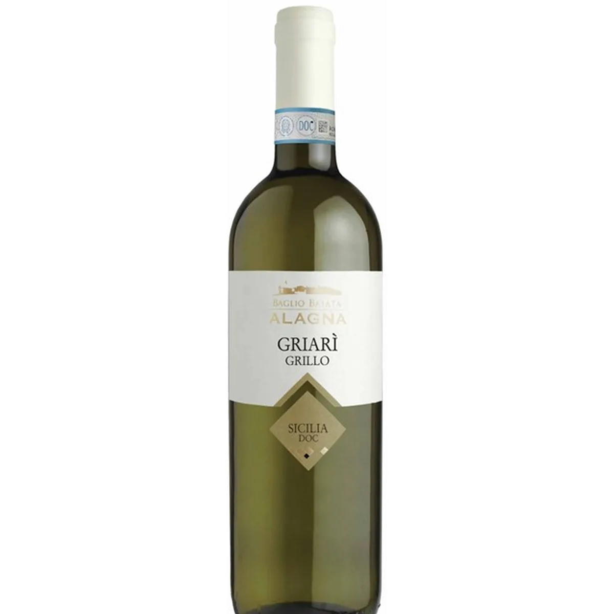 Product shot of Alagna Grillo Griari u2013 Sicilian White Wine (75cl) bottle shot u2013 Italian white wine u2013 shop Alagna Grillo Griari u2013 Sicilian White Wine u2026