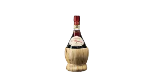 Chianti I Mori Fiasco wine bottle in straw basket