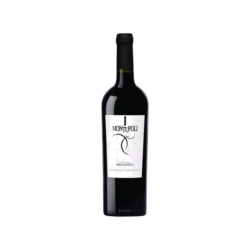 Product shot of Montepulciano du2019Abruzzo DOP Montupoli Miglianico u2013 Robust Italian Red Wine (75cl) bottle shot u2013 Italian red wine u2013 shop Montepulcianou2026