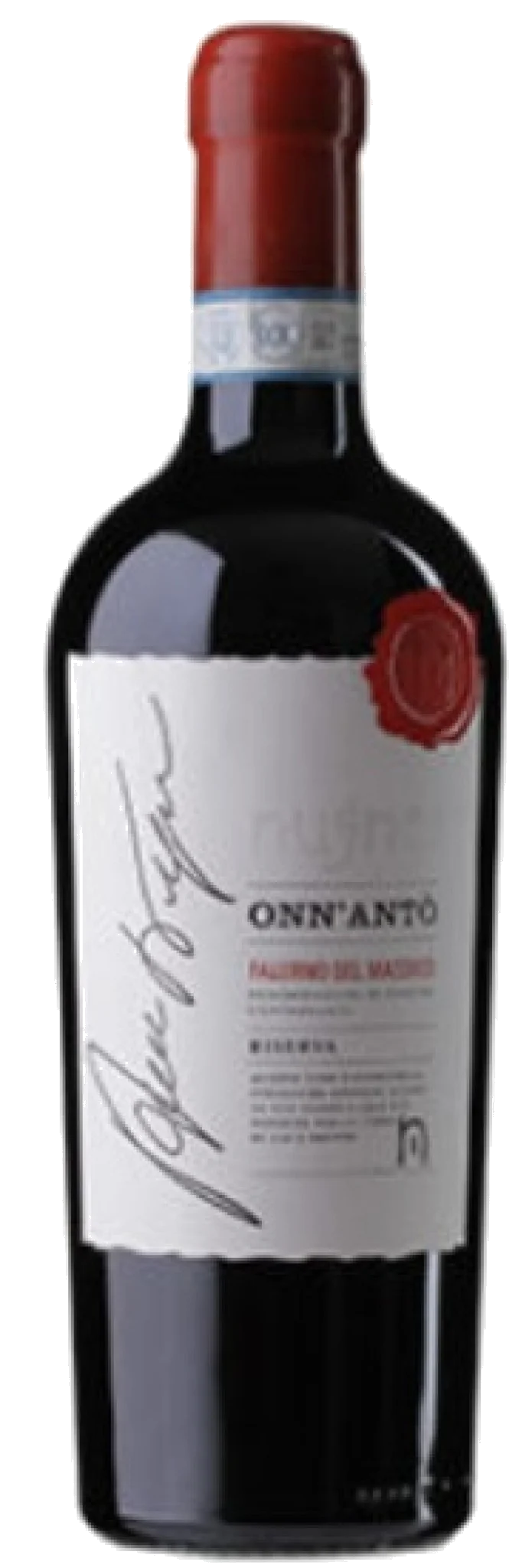 Product shot of Onn’Antu00f2 DOC Riserva Falerno del Massico u2013 Bold Southern Italian Red Wine (75cl) bottle shot u2013 Italian red wine u2013 shop Onn’u2026
