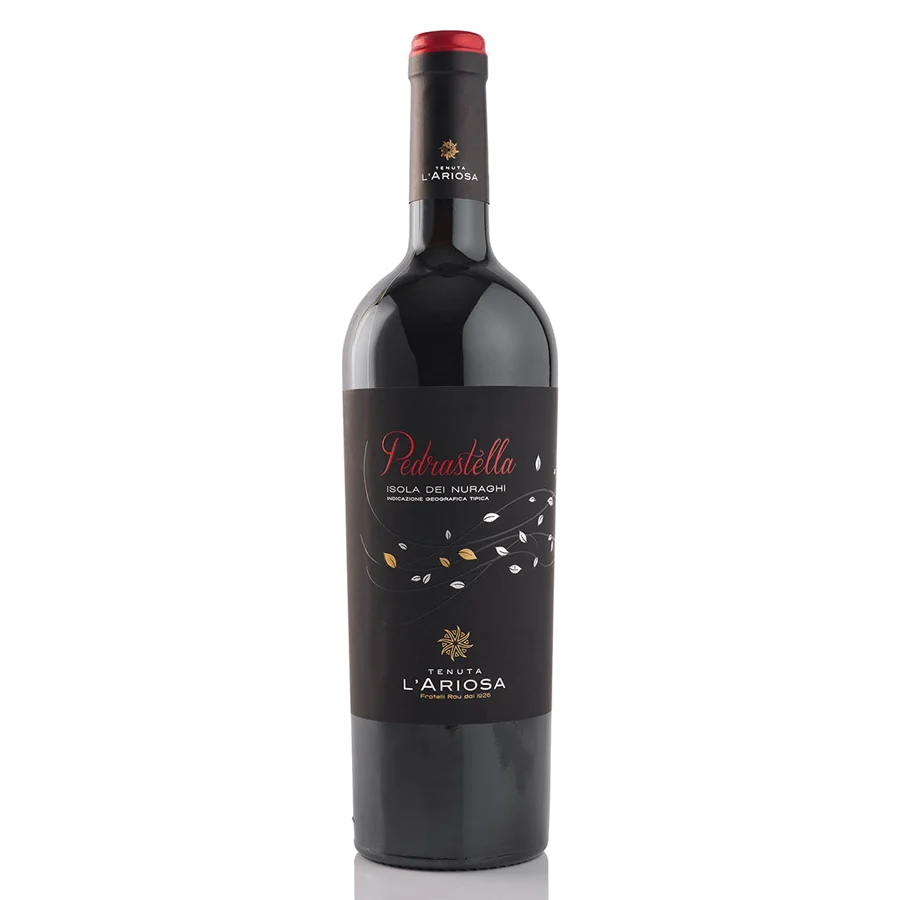 Product shot of Pedastella Carignano Isola dei Nuraghi IGT u2013 Premium Sardinian Red Wine (75cl) bottle shot u2013 Italian red wine u2013 shop Pedastella Carignau2026