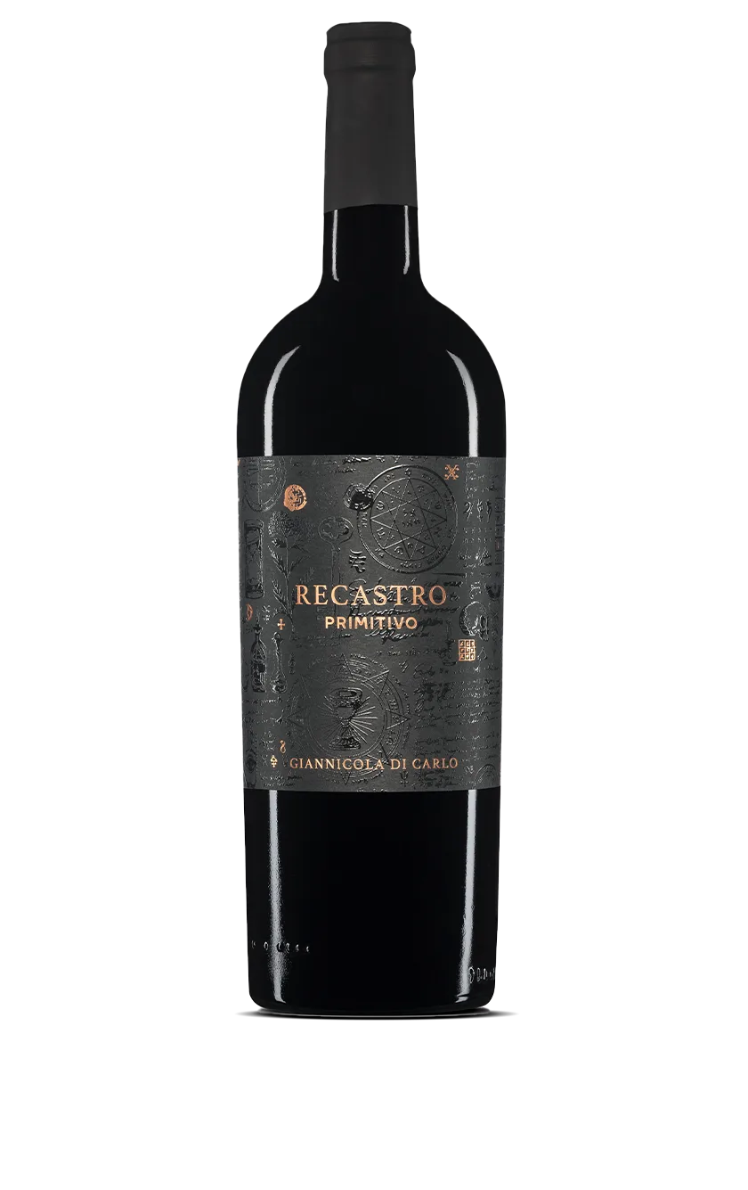 Product shot of Giannicola di Carlo Recastro Primitivo u2013 Organic Italian Red Wine from Abruzzo bottle shot u2013 Italian red wine u2013 shop Giannicola di Carlu2026