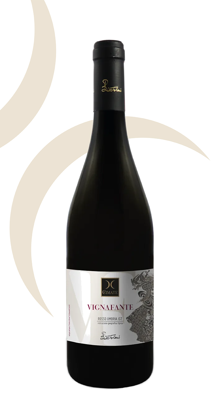 Product shot of Le Cimate Vignafante Umbria IGT Rosso u2013 Elegant Italian Red Blend wine bottle shot u2013 Italian red wine u2013 shop Le Cimate Vignafante Umbriu2026