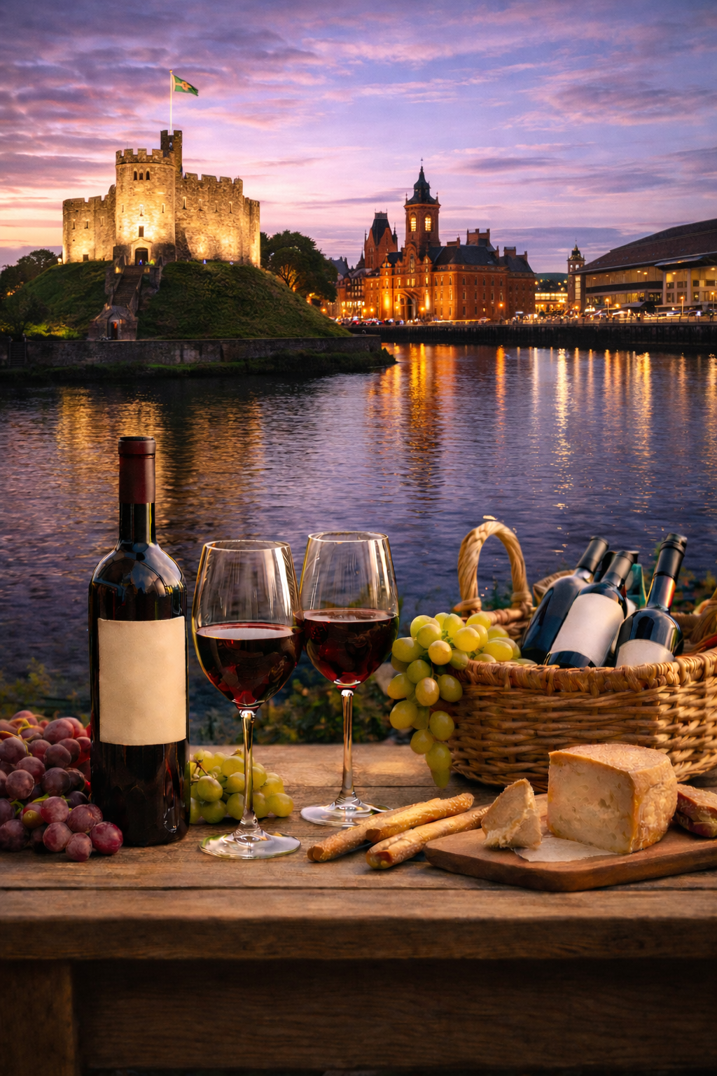Fine Italian wine delivered in Cardiff, with views of Cardiff Castle and the city waterfront