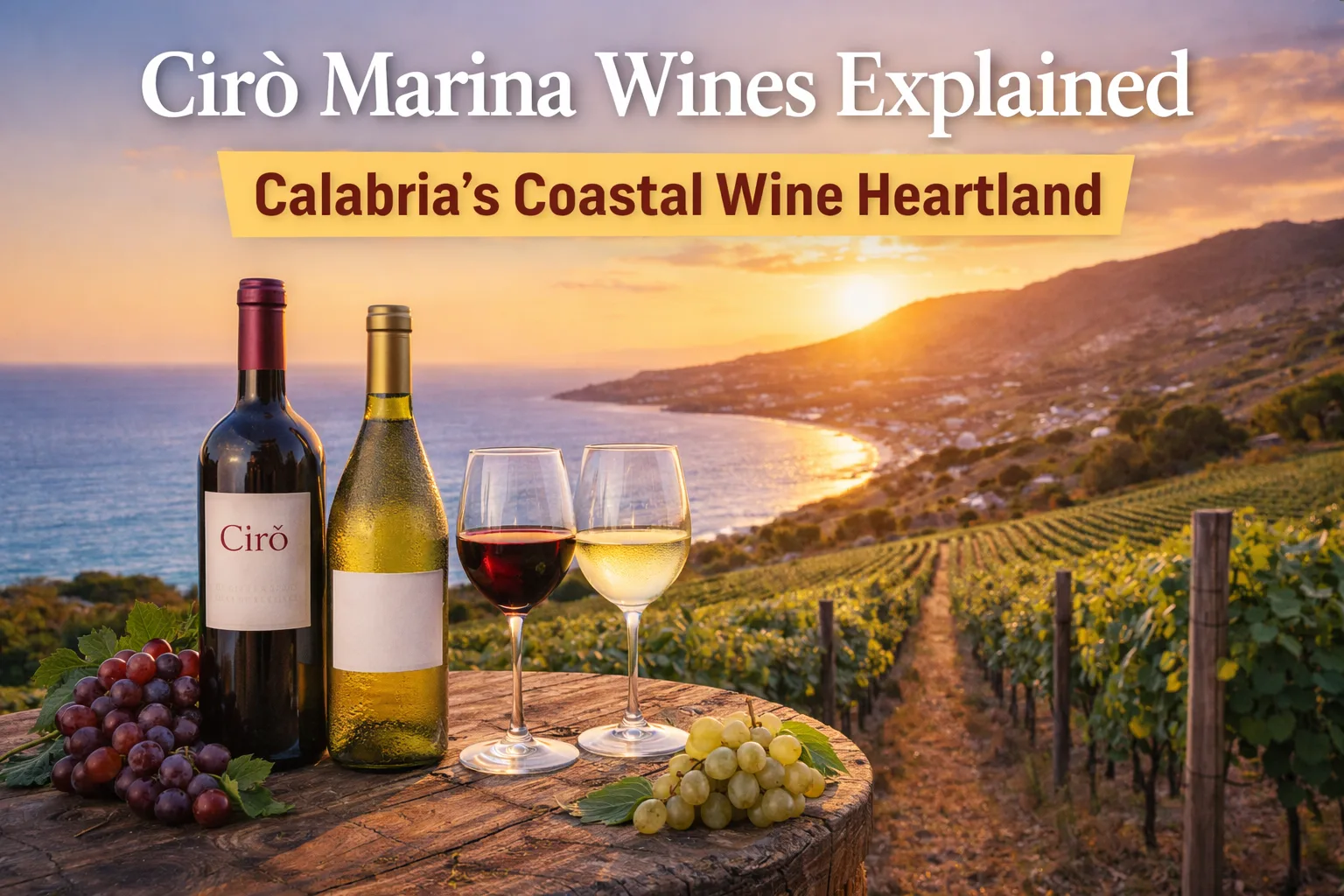 Cirò Marina wines from Calabria with coastal vineyards, red and white wines overlooking the Ionian Sea