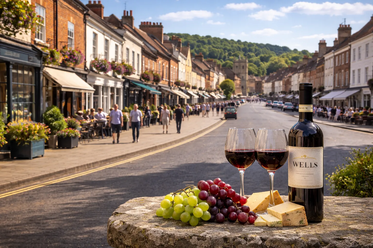 Fine Italian wine delivered in Marlborough, with views of the historic High Street and Wiltshire setting
