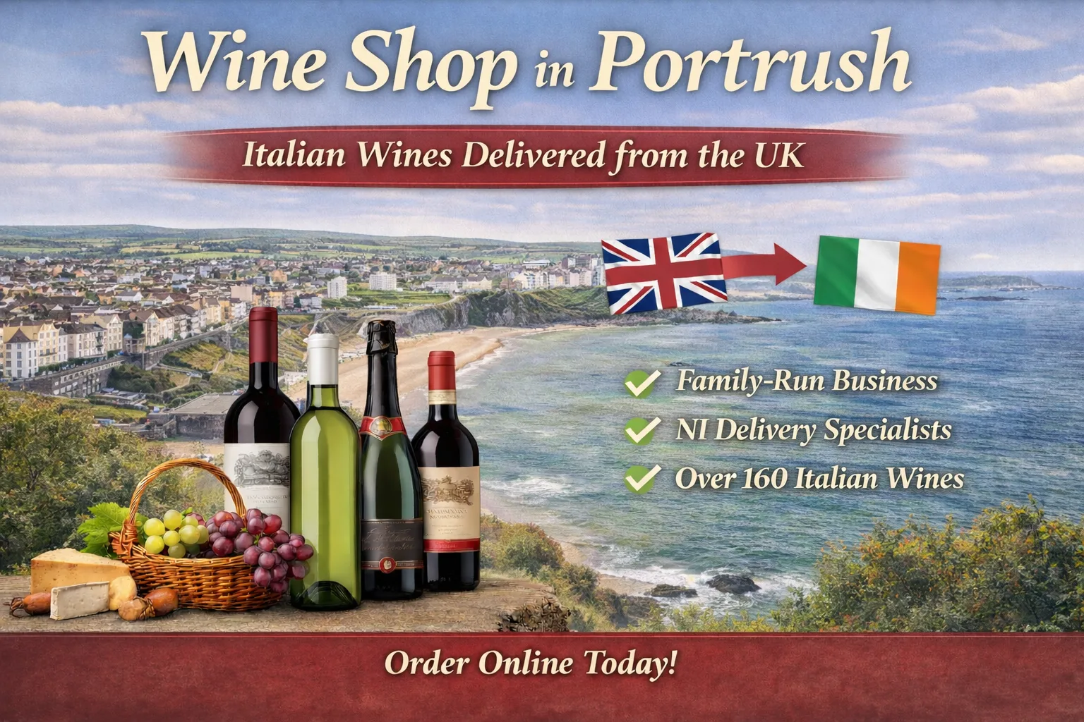 Italian wine delivery to Portrush from Donzella Wines Wine shop in Portrush delivering Italian wines from the UK warehouse