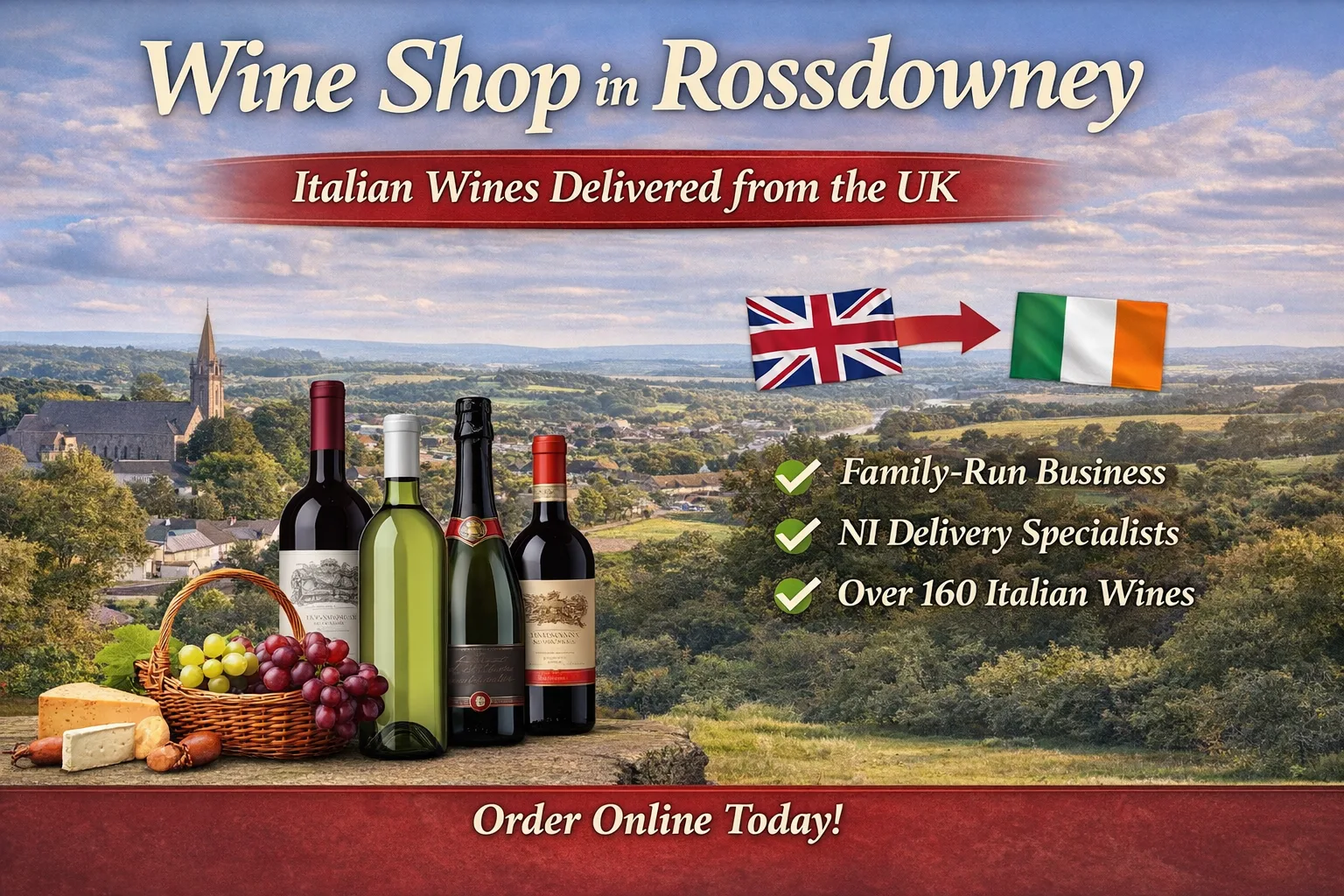 Wine shop in Rossdowney delivering Italian wines from the UK warehouse