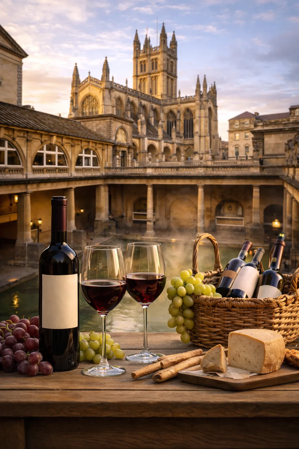 Fine Italian wine delivered in Bath, with views of the Roman Baths and Bath Abbey