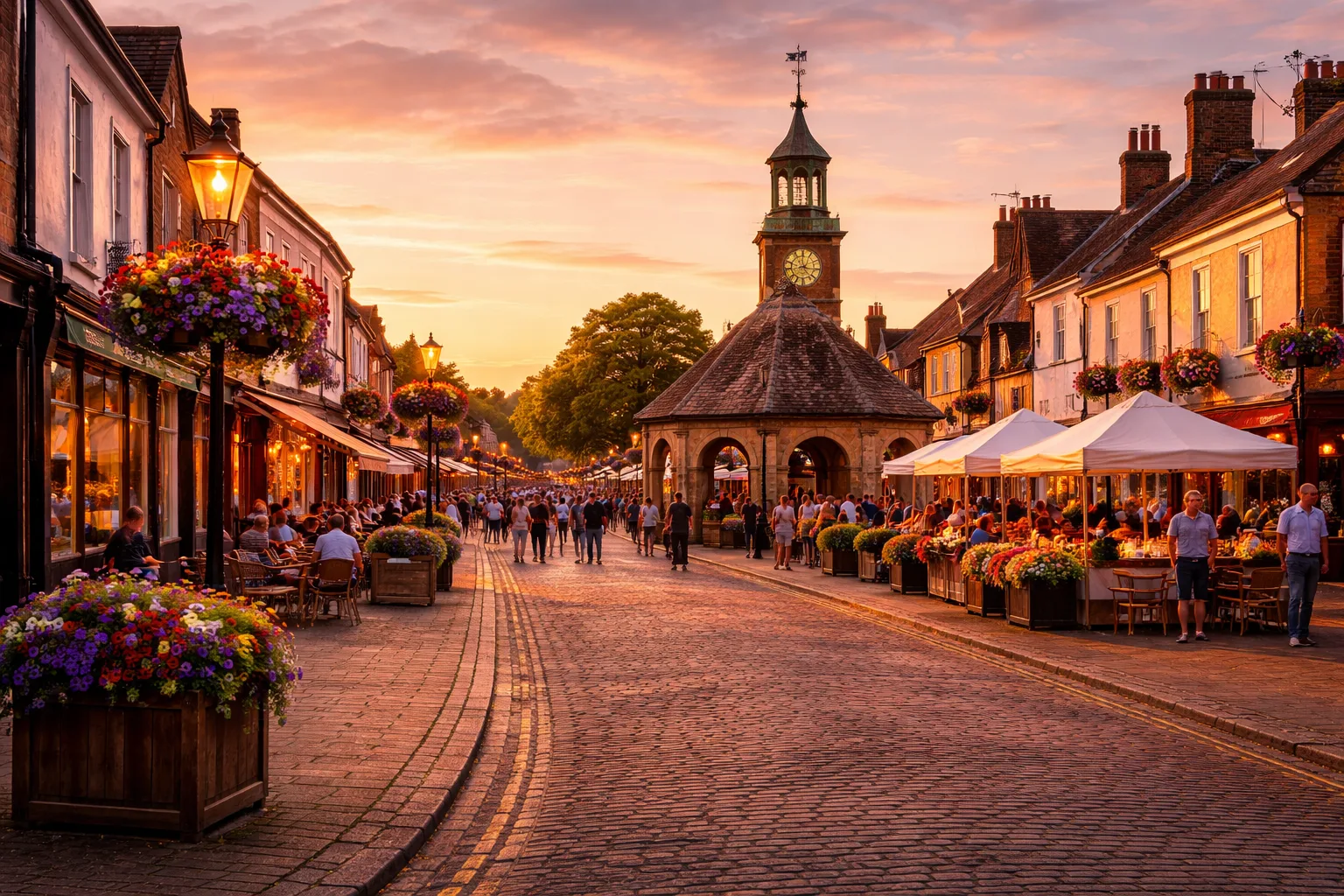 Wine Delivery in Leighton Buzzard – Donzella Wines Wine delivery in Leighton Buzzard town centre with the High Street and historic Market Cross