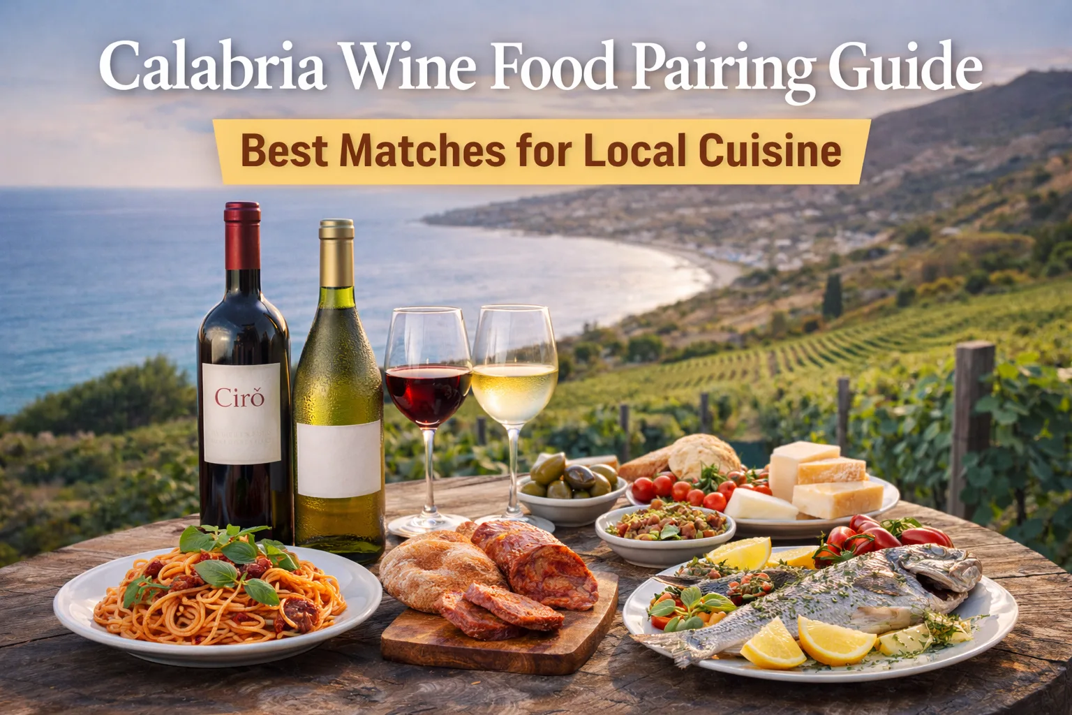 Calabria wine food pairing with Gaglioppo red and Greco Bianco white alongside local dishes