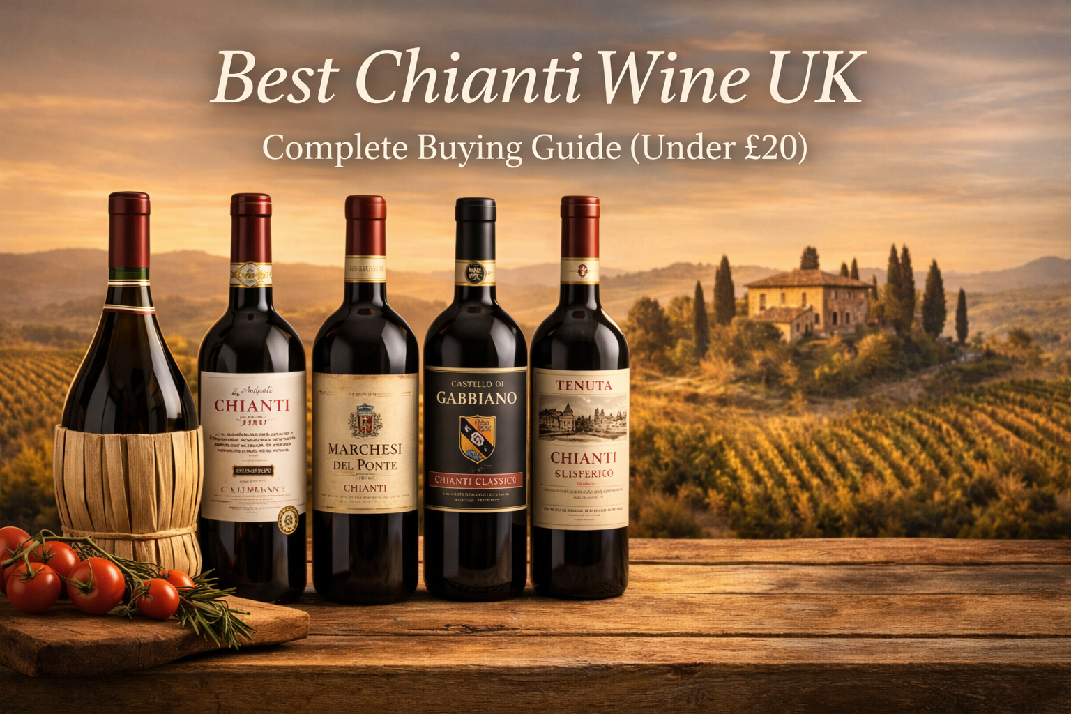best chianti wine uk bottles on rustic table