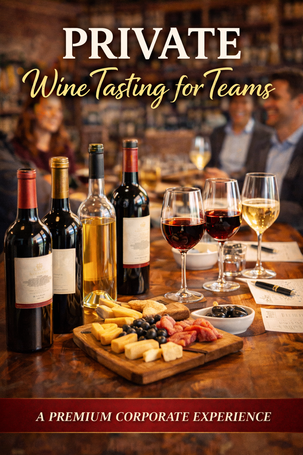 Private wine tasting setup with Italian wines and tasting glasses on table