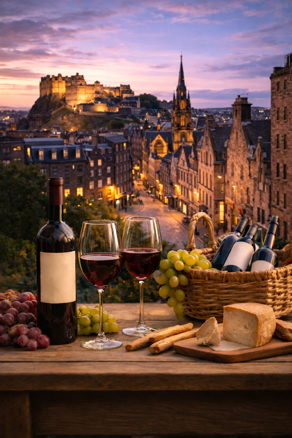 Fine Italian wine delivered in Edinburgh, with views of Edinburgh Castle and the historic Royal Mile