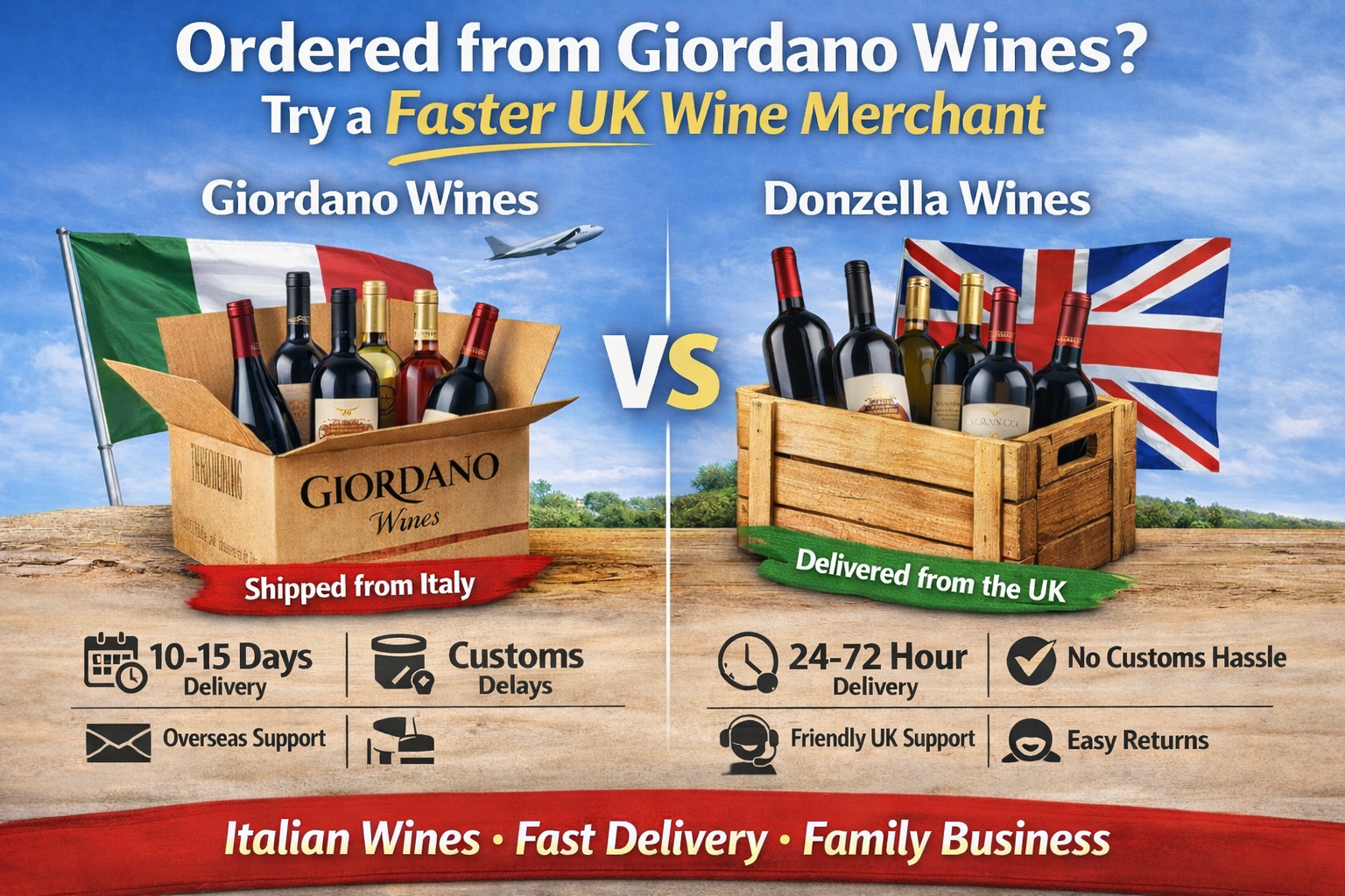 Ordered from Giordano Wines? Try a faster UK wine merchant with Donzella Wines delivery comparison image