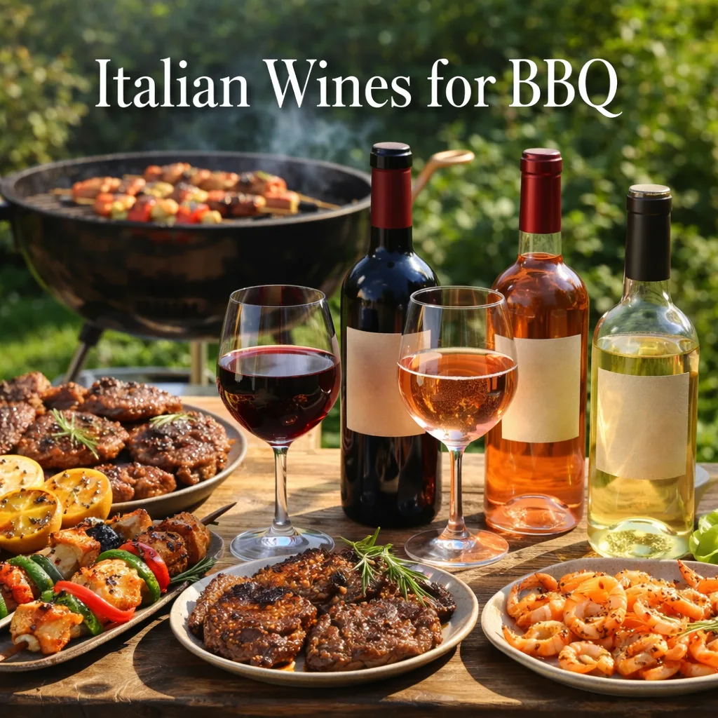 Italian wines for BBQ with grilled food outdoors
