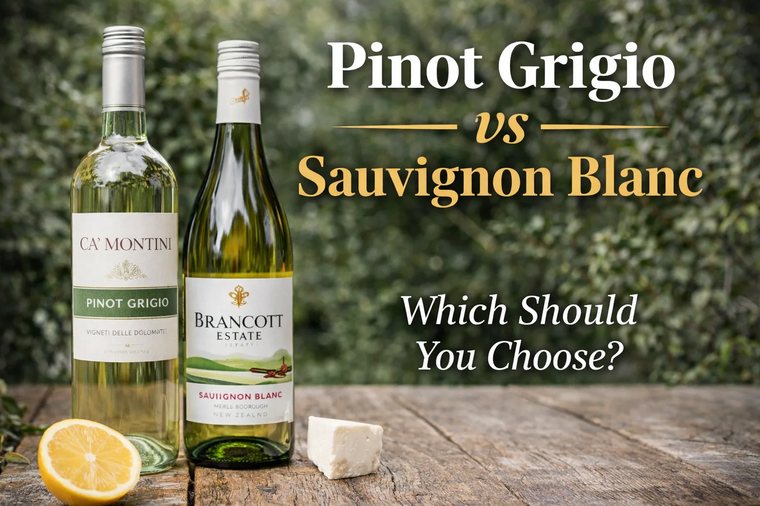 pinot grigio vs sauvignon blanc wine bottles comparison