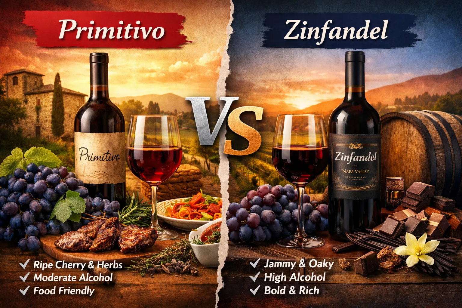 Primitivo vs Zinfandel wine comparison