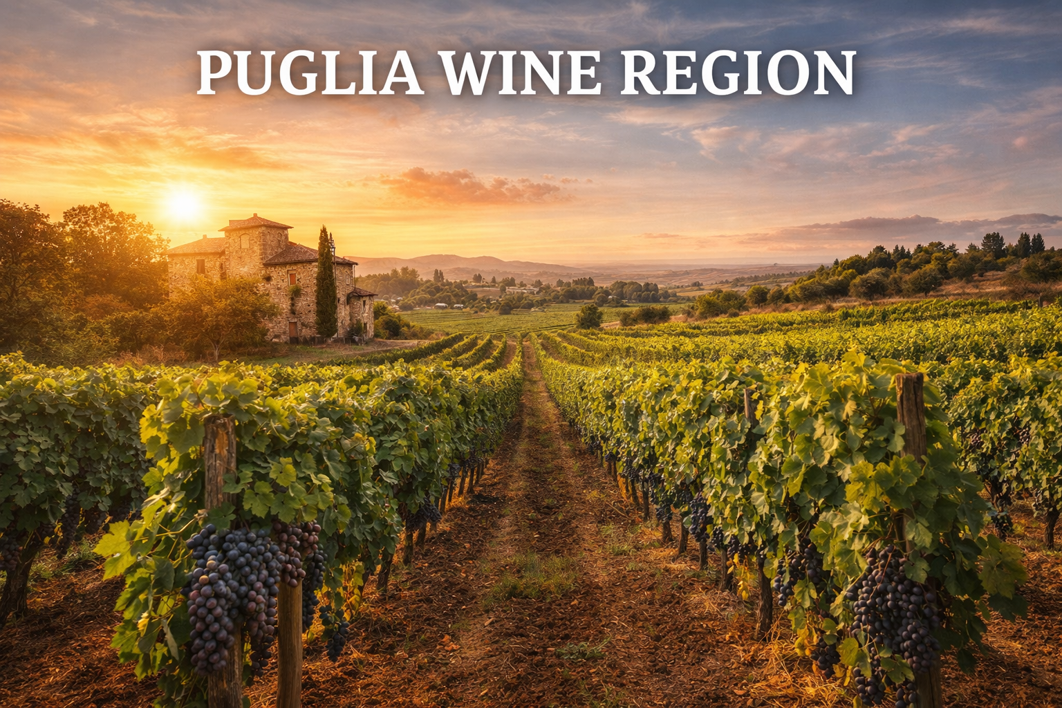 Puglia wine region vineyard in southern Italy