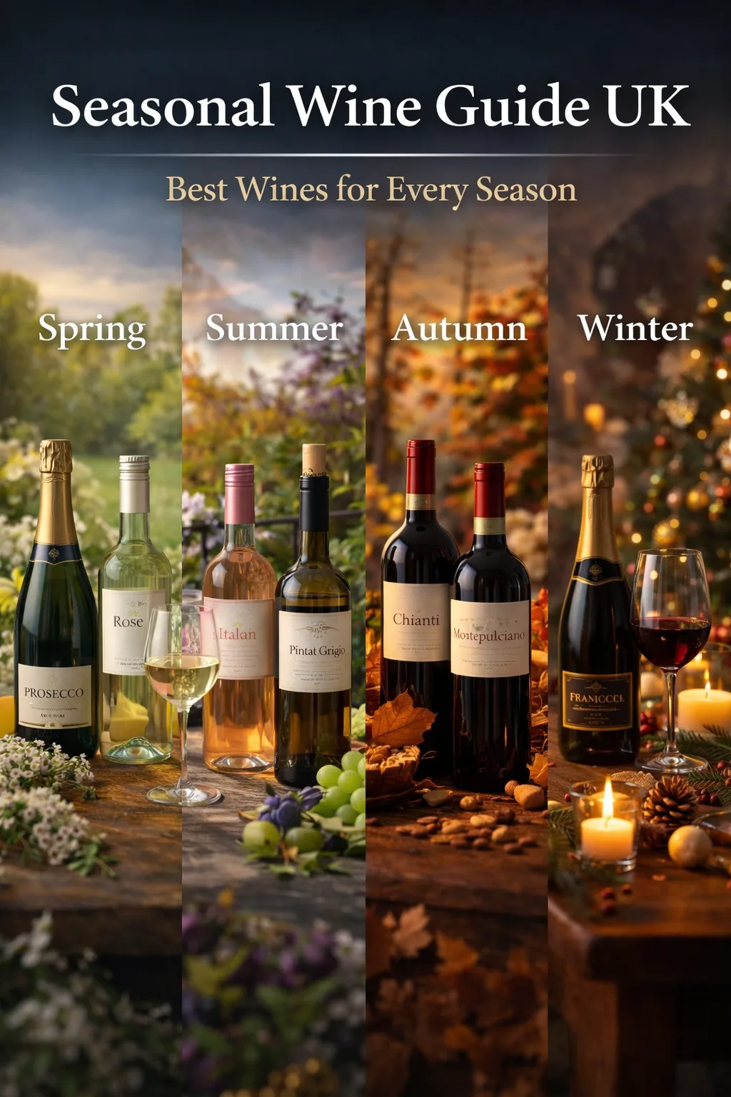 Italian wines for every season in the UK seasonal wine guide UK showing Italian wines for spring summer autumn and winter