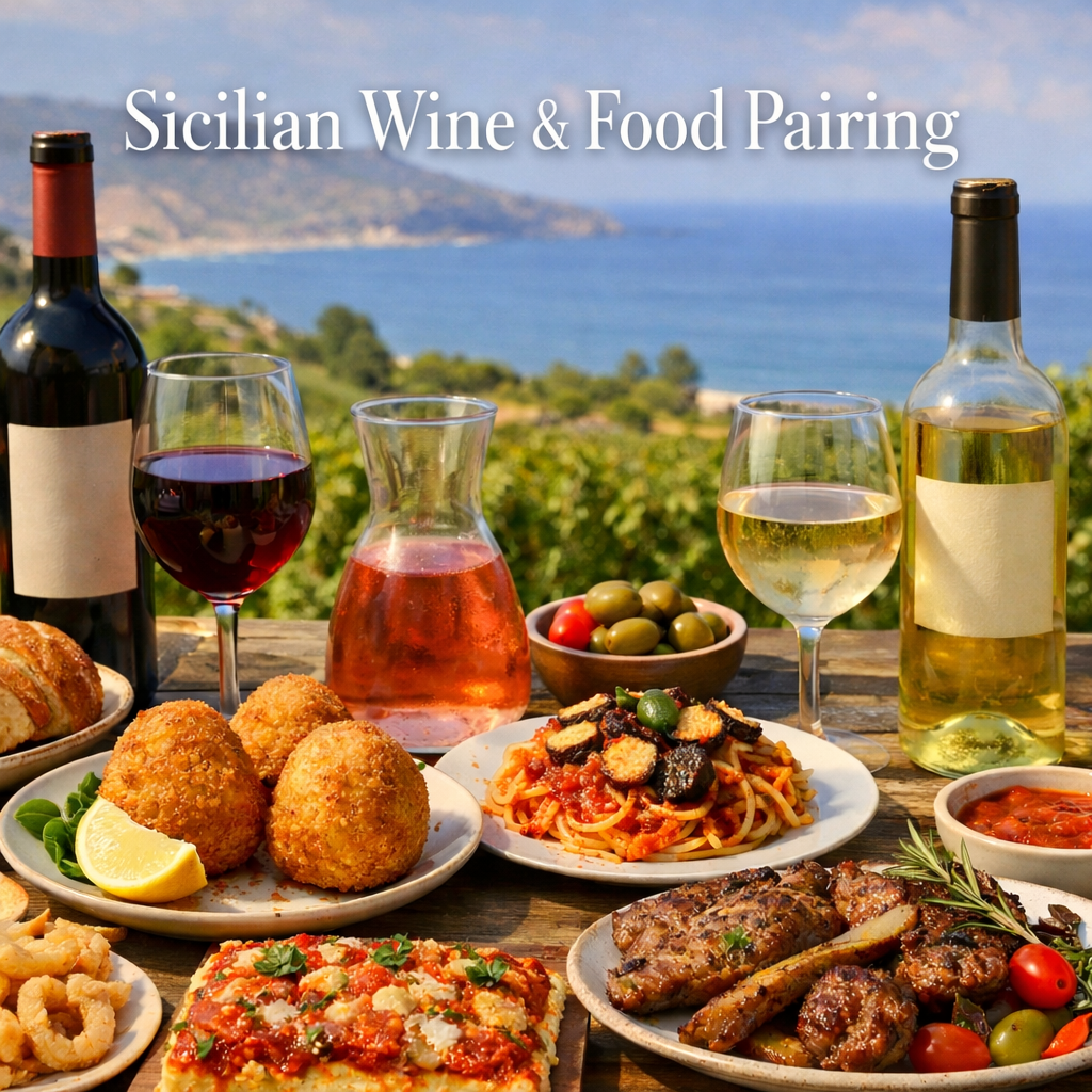 Sicilian wine and food pairing with Mediterranean dishes