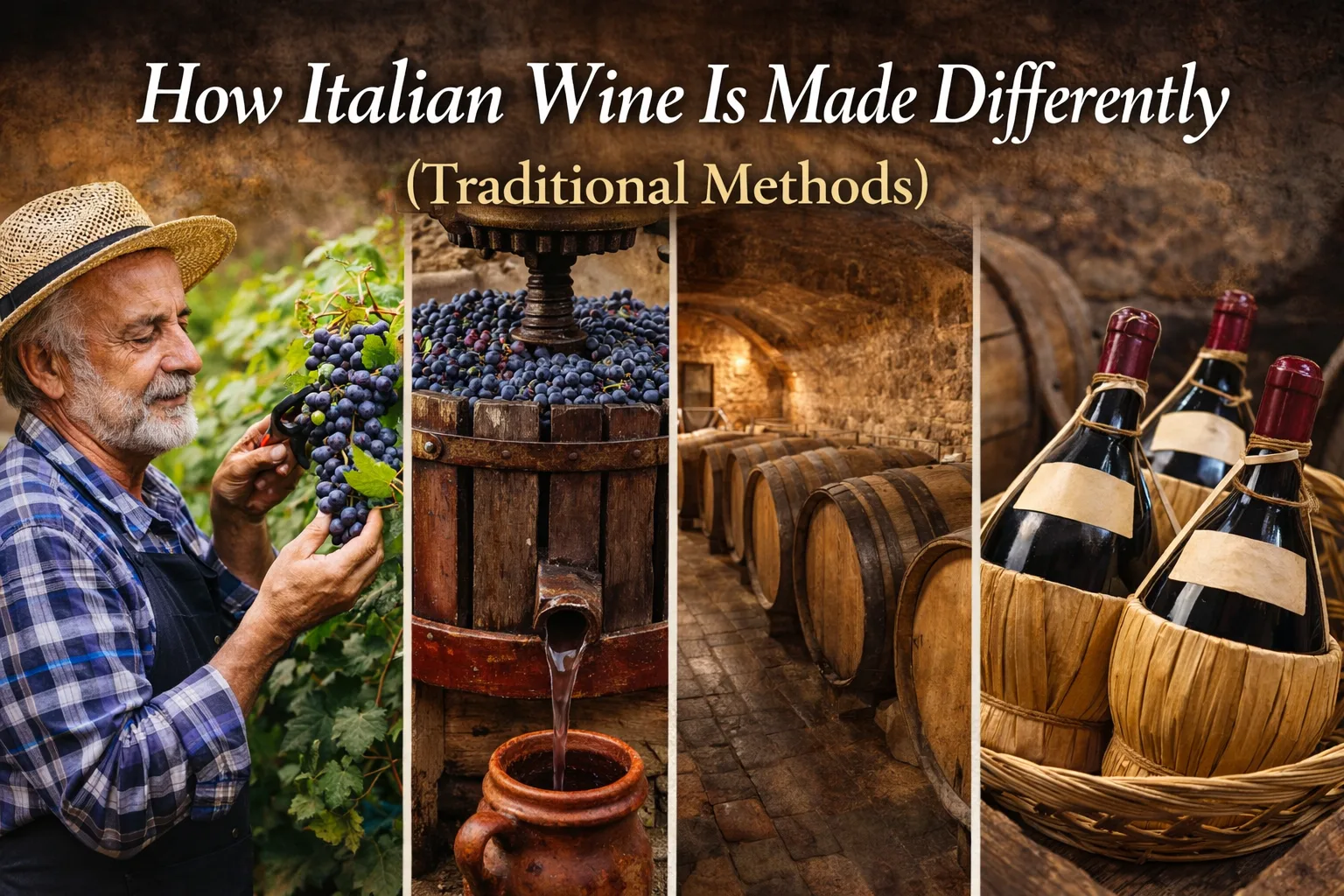 How Italian wine is made differently using traditional harvesting, fermentation and ageing methods