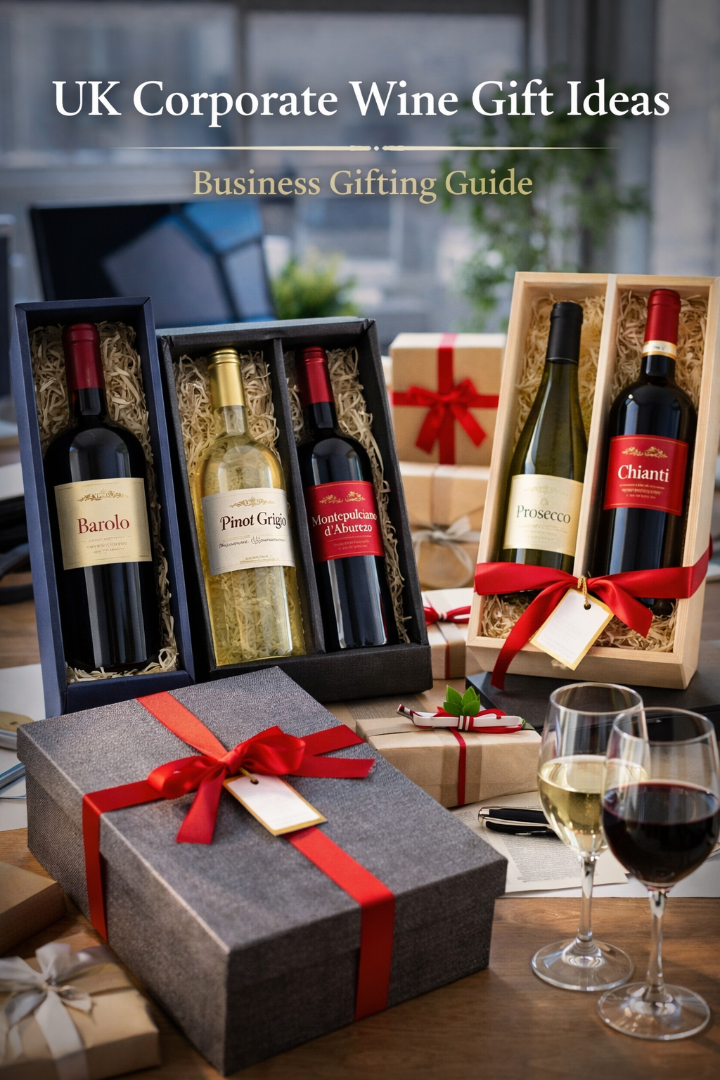 UK corporate wine gift ideas with Italian wine gift boxes for businesses