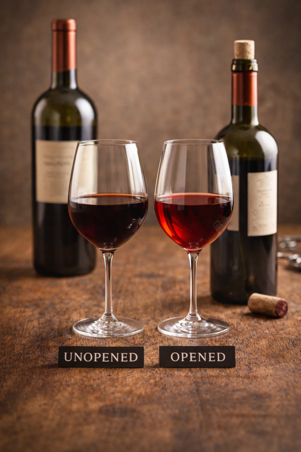 How Long Does Wine Last? Opened vs Unopened Opened and unopened wine bottles showing how long wine lasts when stored correctly