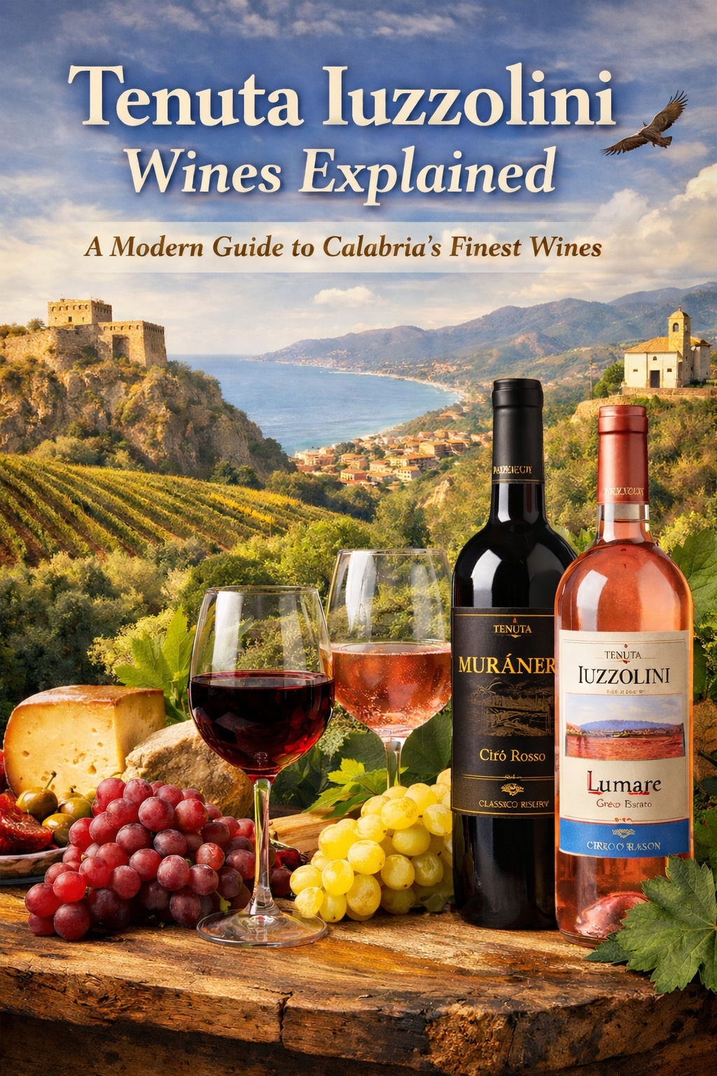 Tenuta Iuzzolini Muranera red wine and Lumare rosato from Calabria with coastal vineyards