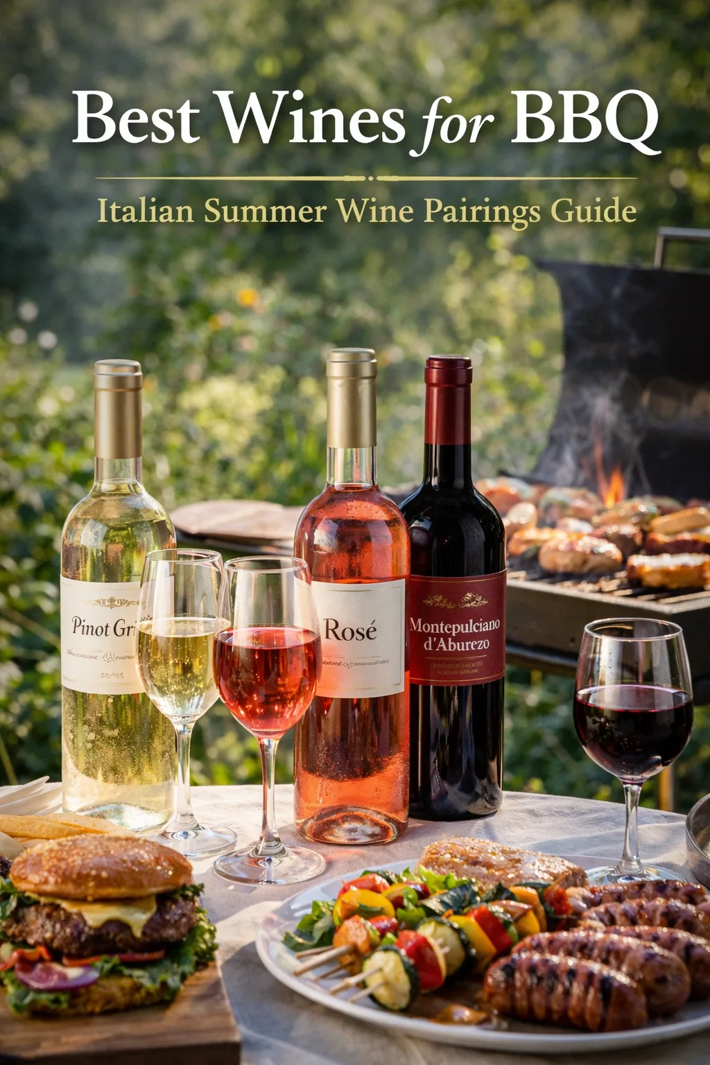 Italian wines for BBQ and summer parties best wines for BBQ Italian rosé white and red wine with grilled food