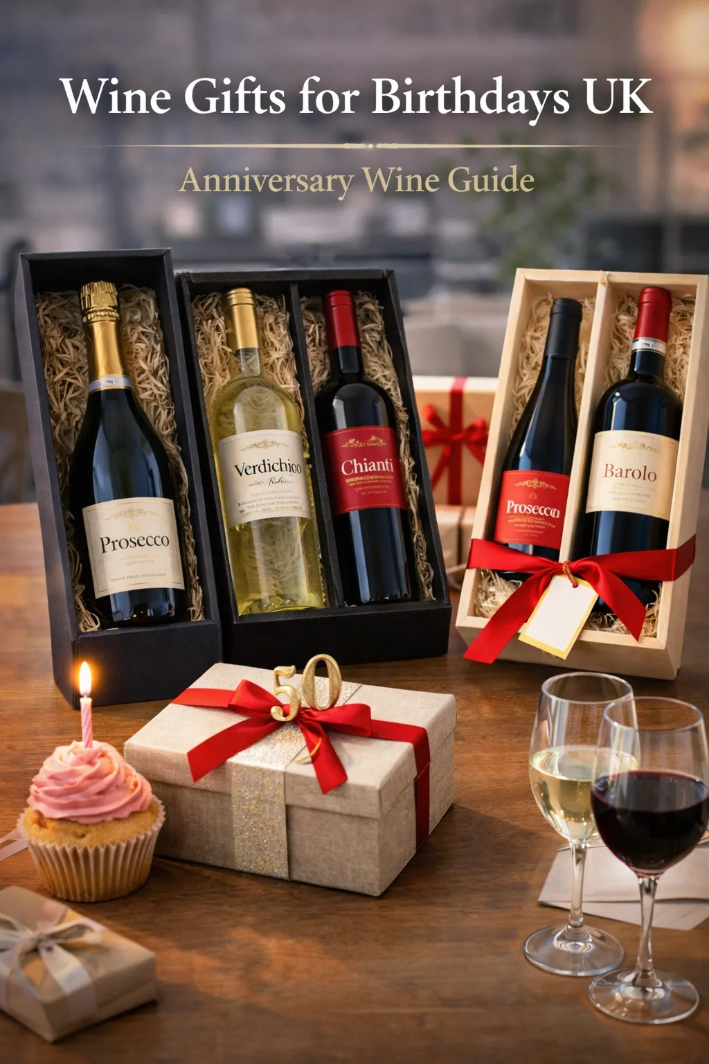 wine gifts for birthdays UK with Italian Prosecco and red wine gift boxes