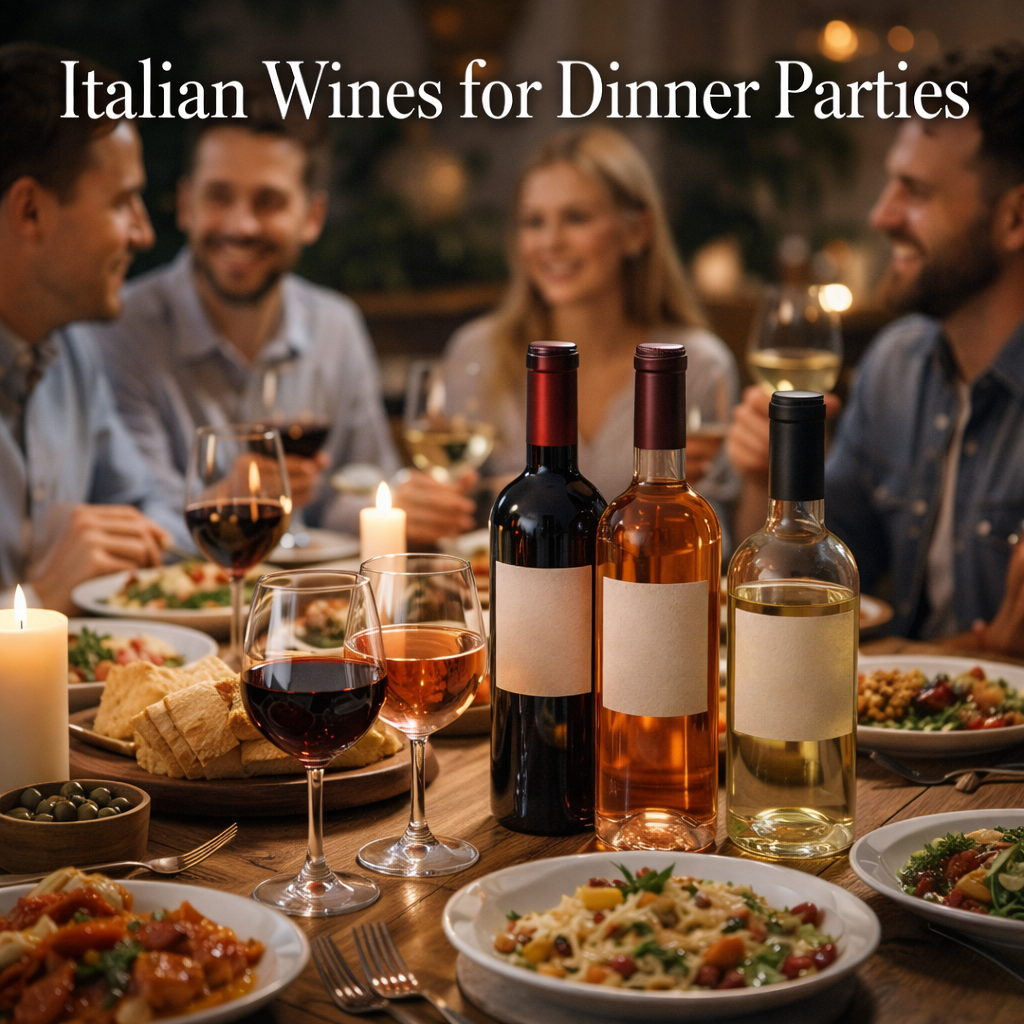 Italian wines for dinner parties with friends around a table