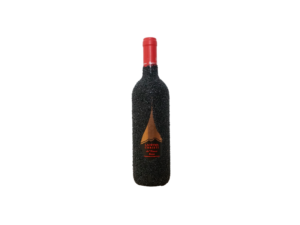 Lacryma Christi del Vesuvio Rosso Pietra Lavica volcanic wine bottle with lava stone coating
