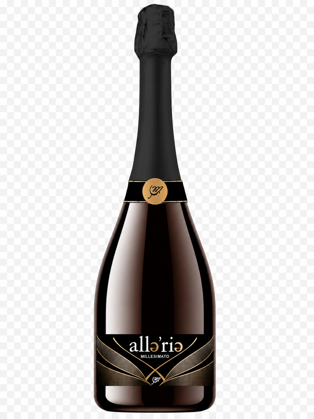 Full-size Alleria Extra Dry Italian sparkling wine bottle