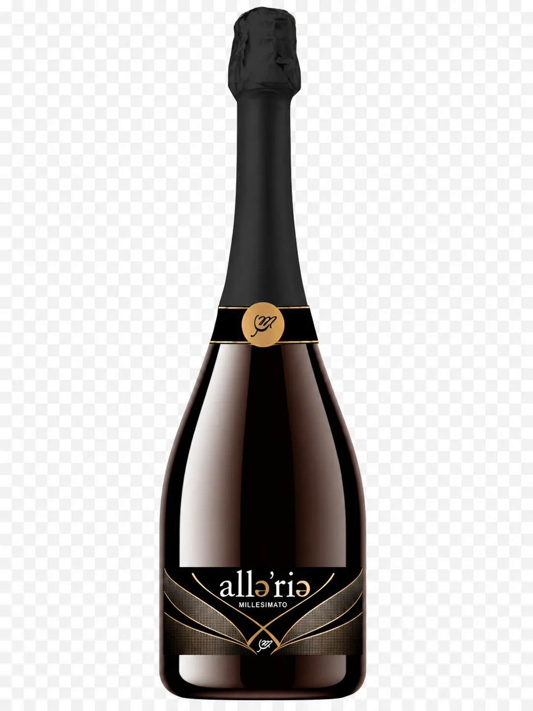 Full-size Alleria Extra Dry Italian sparkling wine bottle