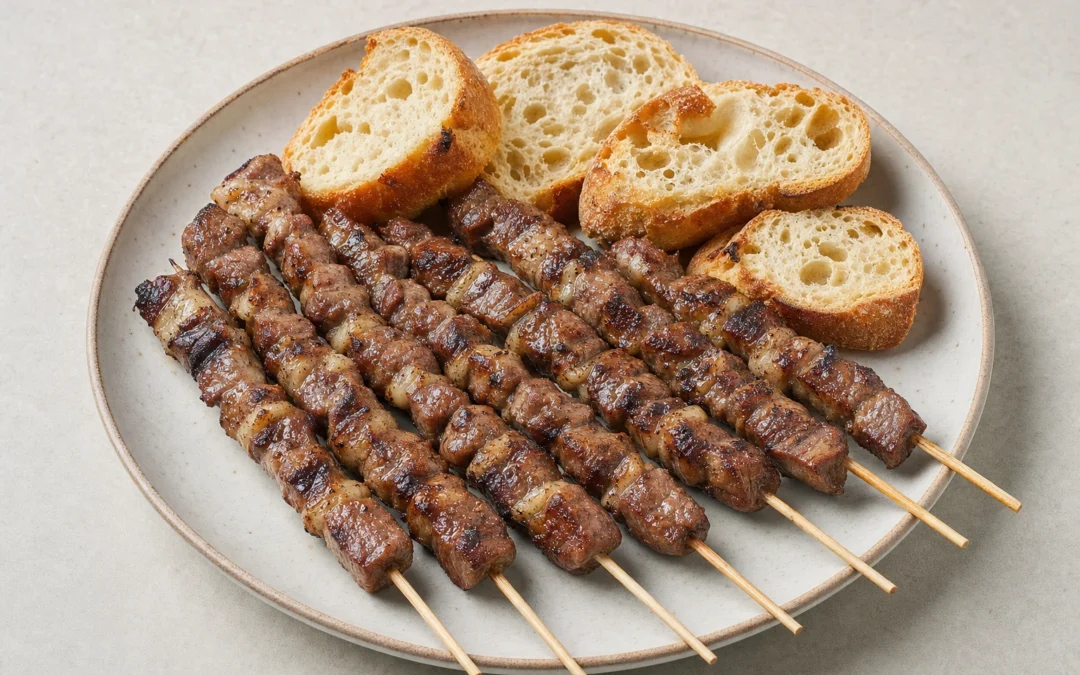 Arrosticini served for a UK Italian wine pairing guide