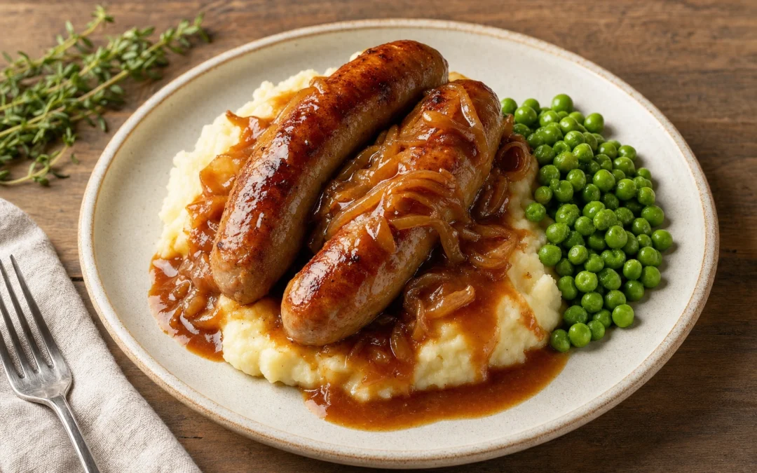Studio-style bangers and mash for best wine pairing ideas in the UK