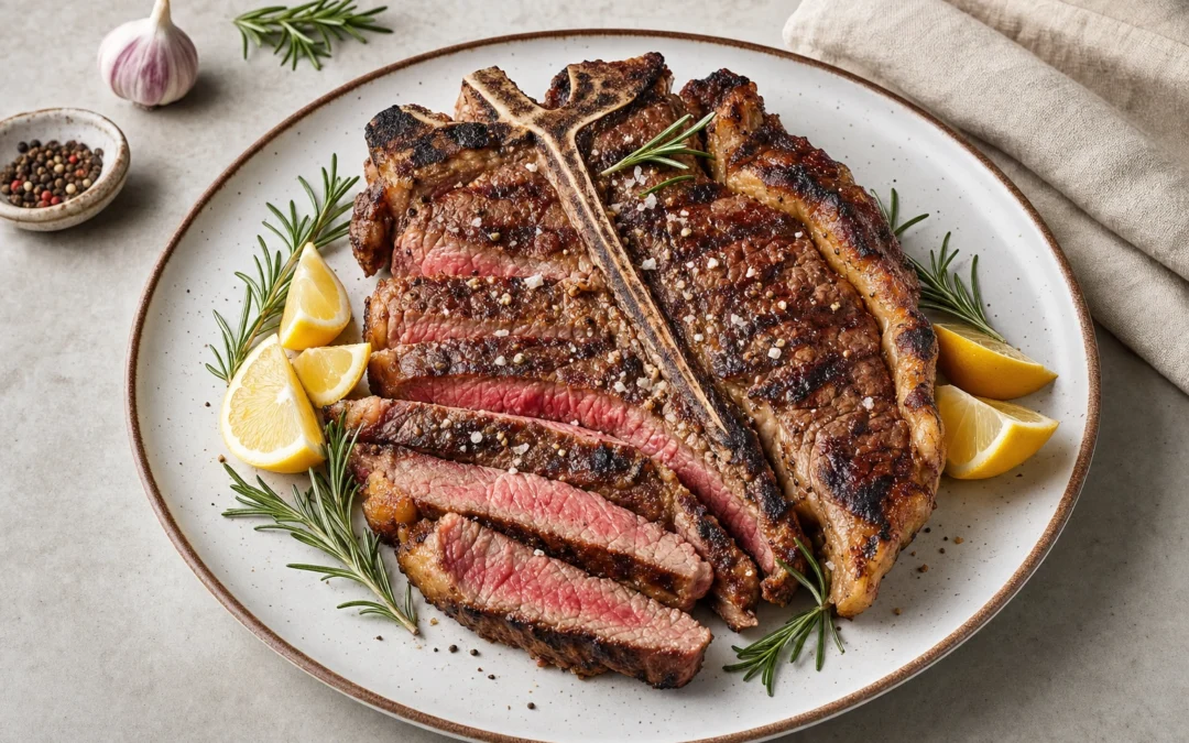 Bistecca alla Fiorentina served for a UK Italian wine pairing guide