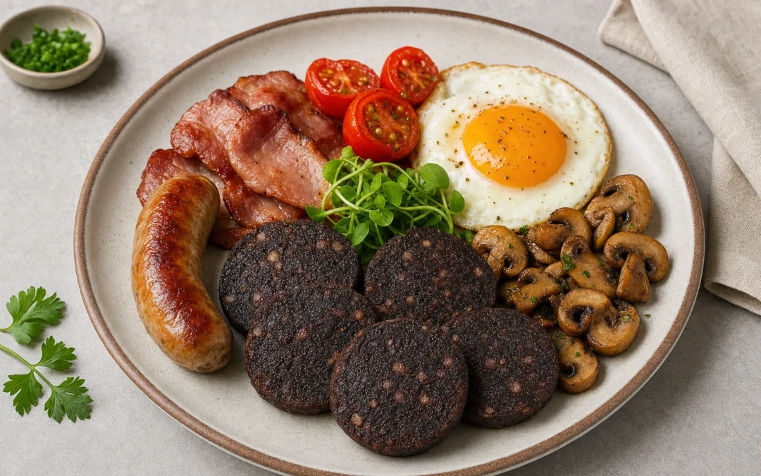 Black Pudding served for a UK Italian wine pairing guide