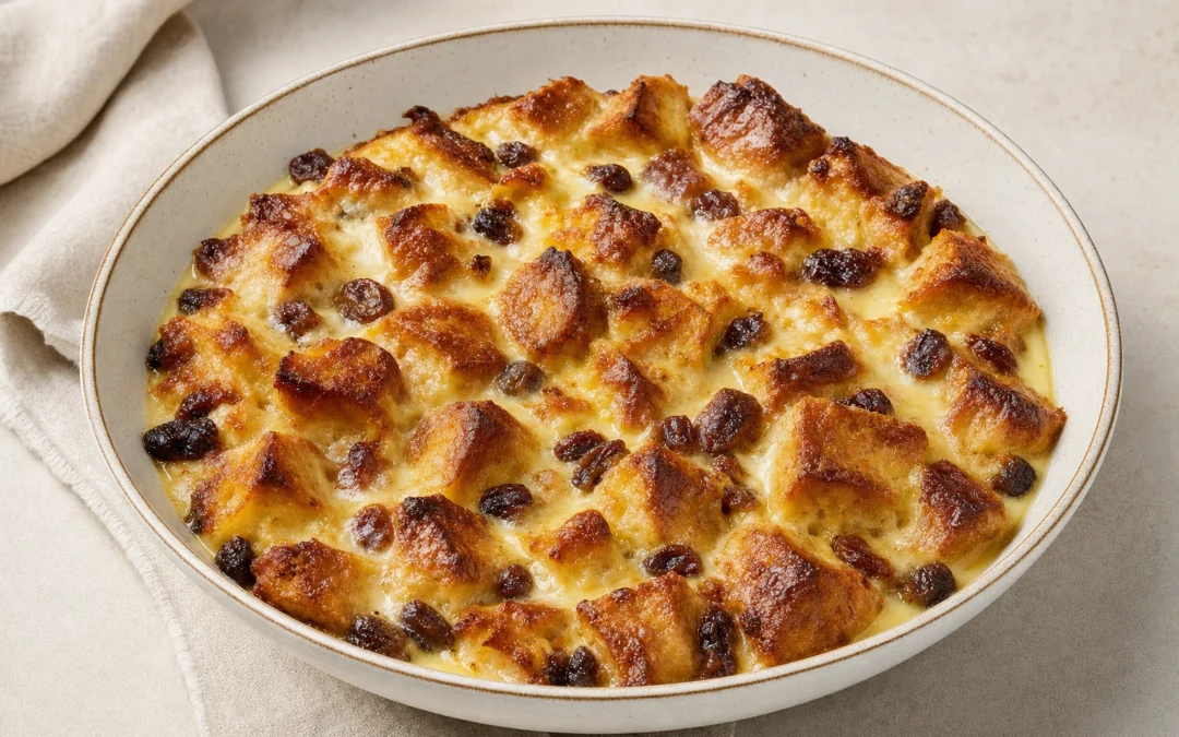 Bread and Butter Pudding served for a UK Italian wine pairing guide