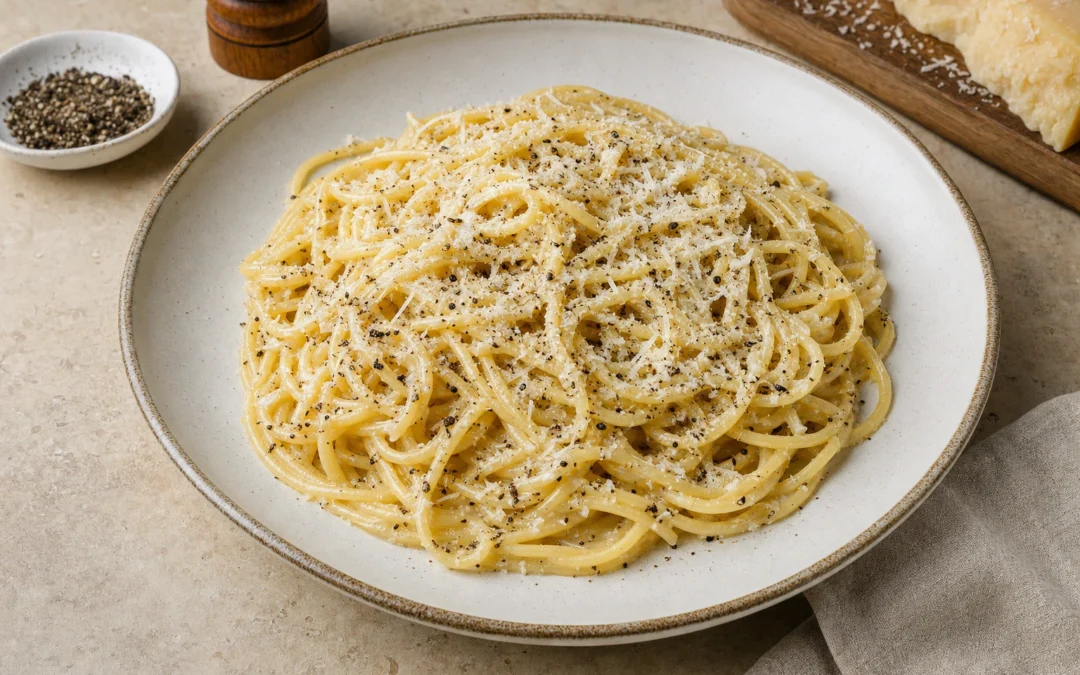 Cacio e Pepe served for a UK Italian wine pairing guide