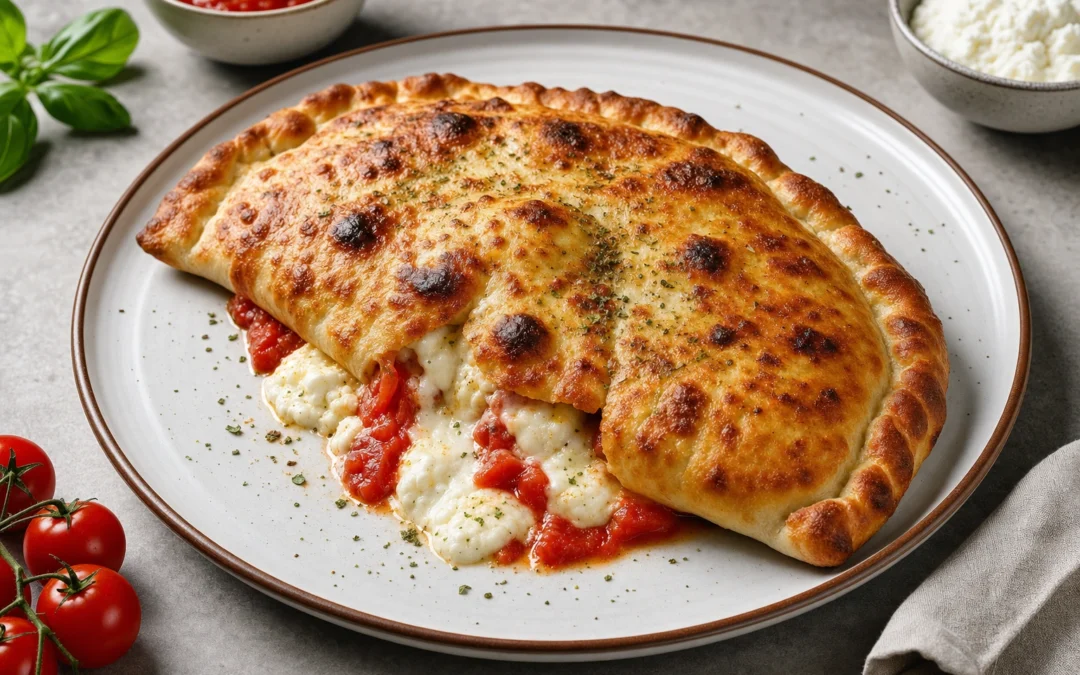 Calzone served for a UK Italian wine pairing guide