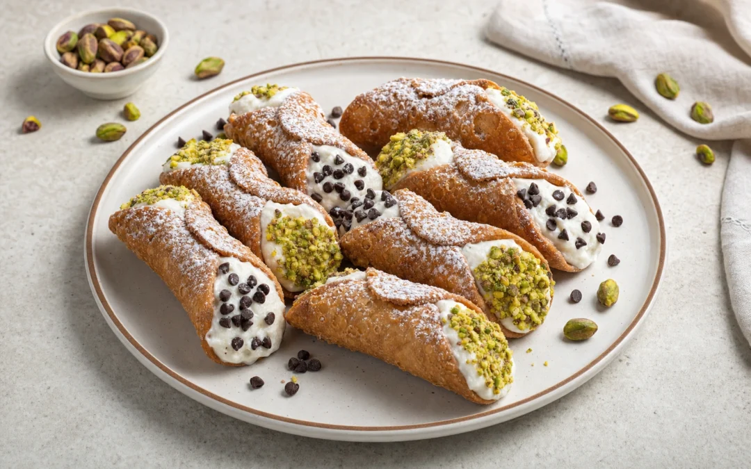 Cannoli served for a UK Italian wine pairing guide