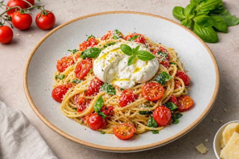 Best wine with Cherry Tomato and Burrata Spaghetti