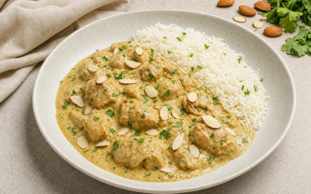Chicken Korma served for a UK Italian wine pairing guide