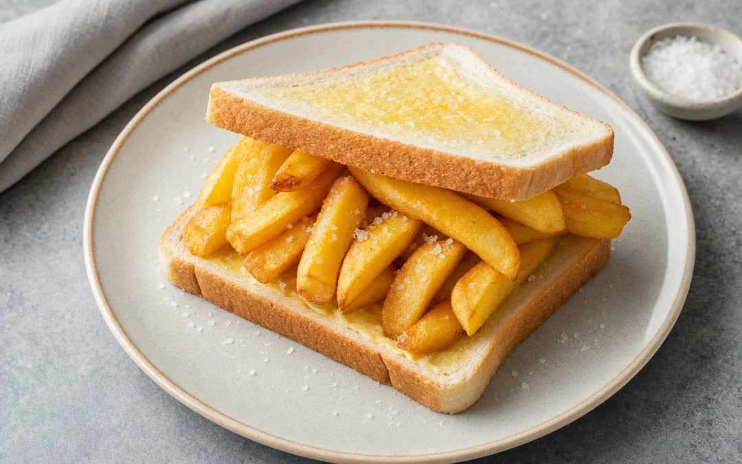 Chip Butty served for a UK Italian wine pairing guide