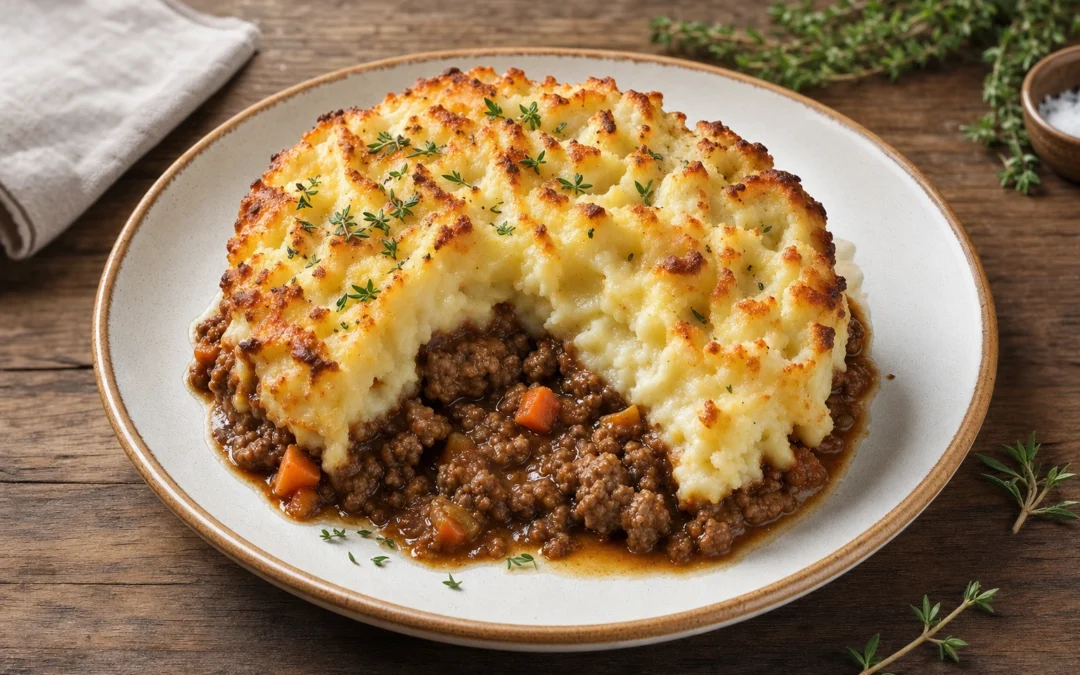 Cottage Pie served for a UK Italian wine pairing guide