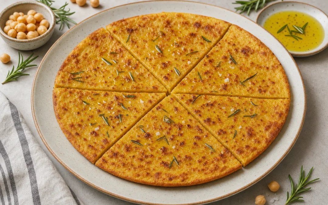 Farinata served for a UK Italian wine pairing guide