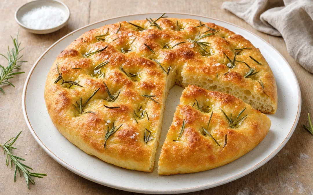 Focaccia dish photographed for an Italian wine pairing page