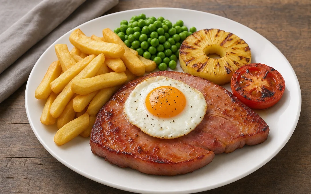 Restaurant-style gammon for a UK wine pairing article